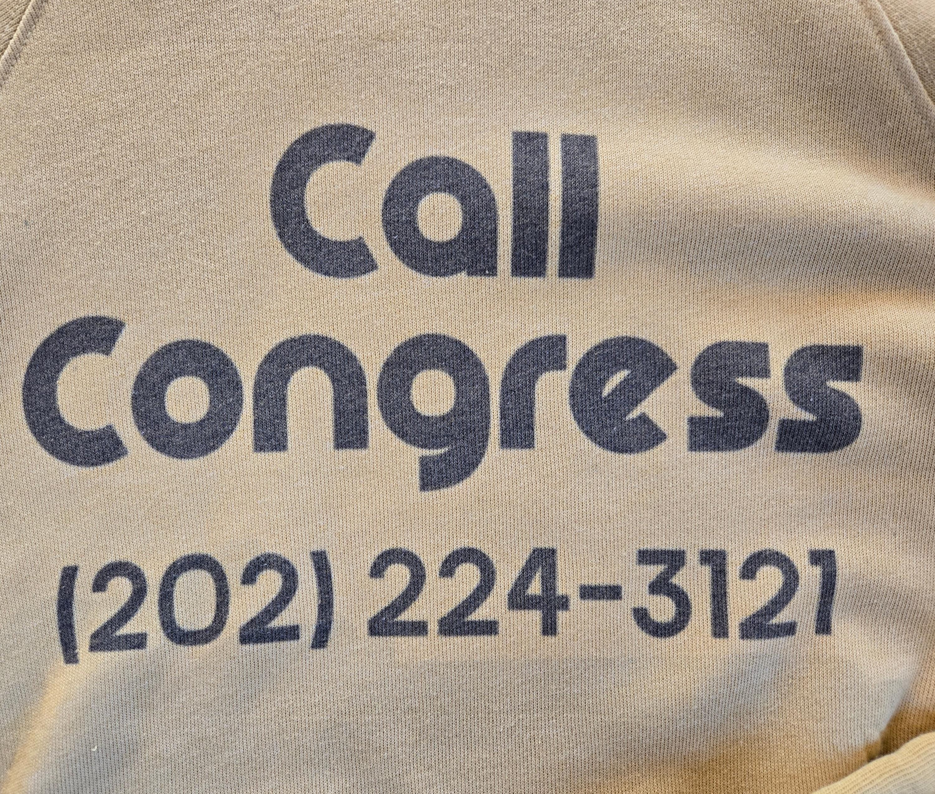 Handprinted Mustard Sweatshirt | Call Congress | Unisex | Raglan