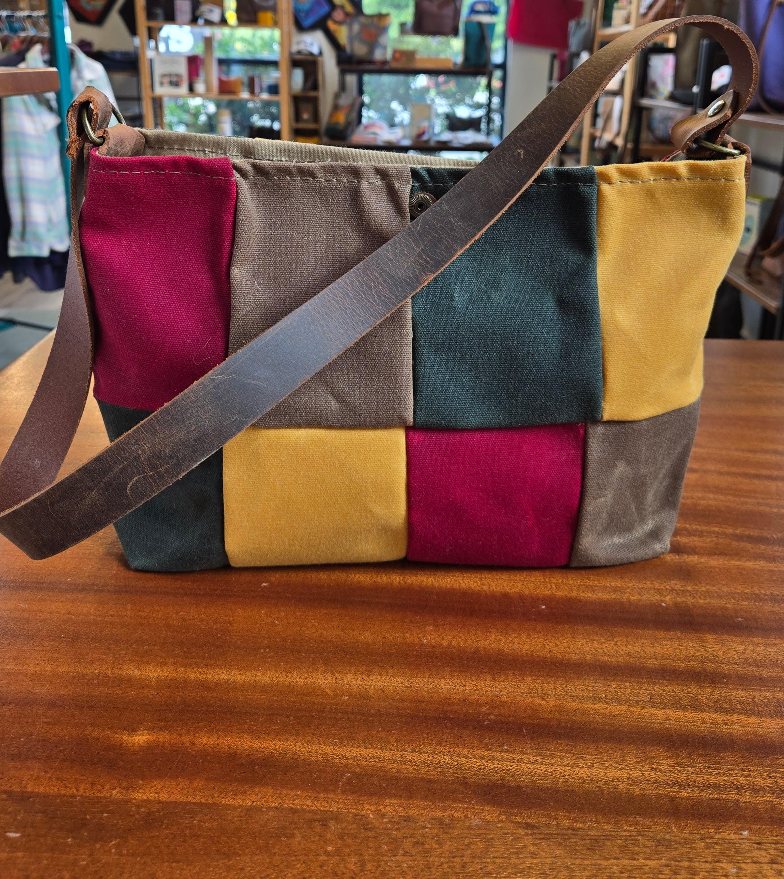Patchwork Waxed Canvas Tote | In Blue Handmade