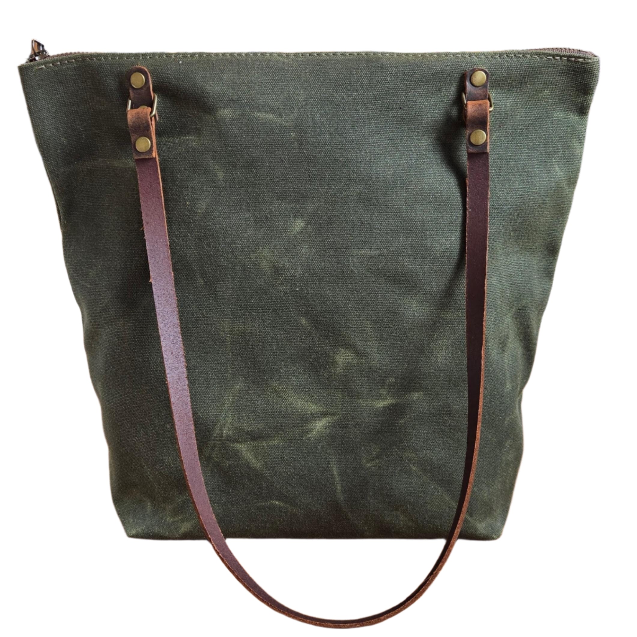 Tall Olive Waxed Canvas Tote | In Blue Handmade