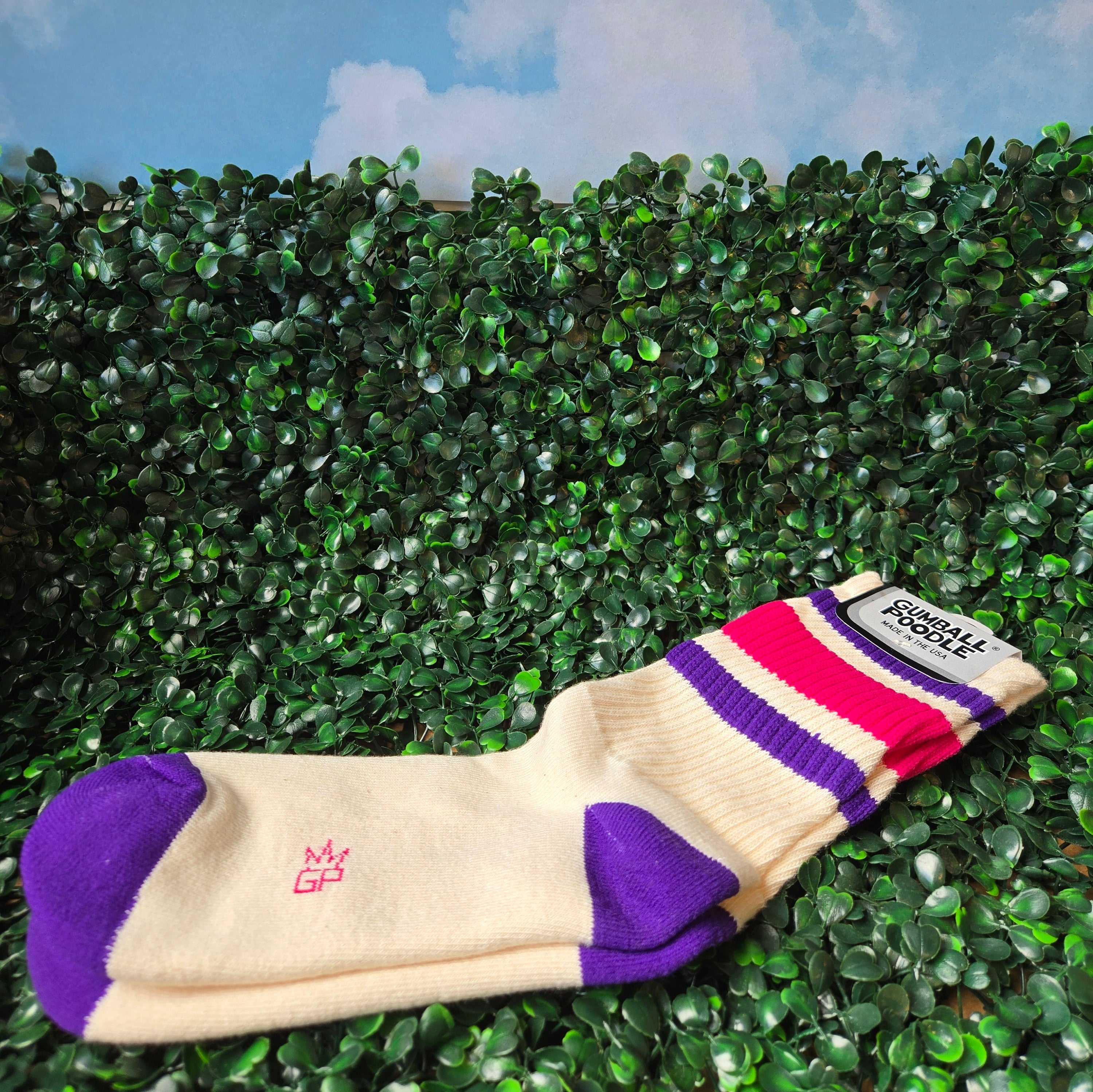 Retro Striped Gym Socks * Purple and Pink