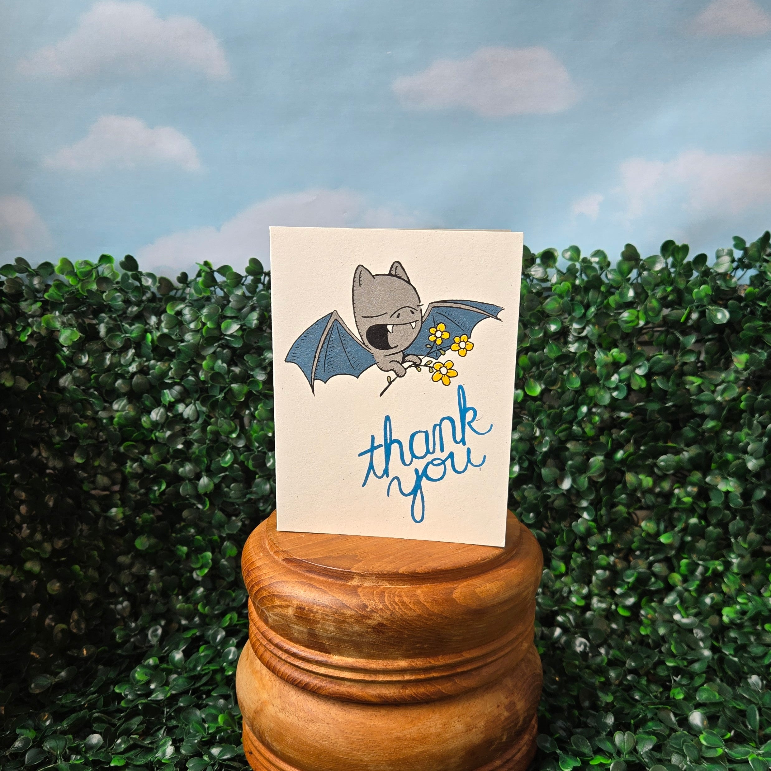 Thank You * Greeting Card * Bat with Flowers