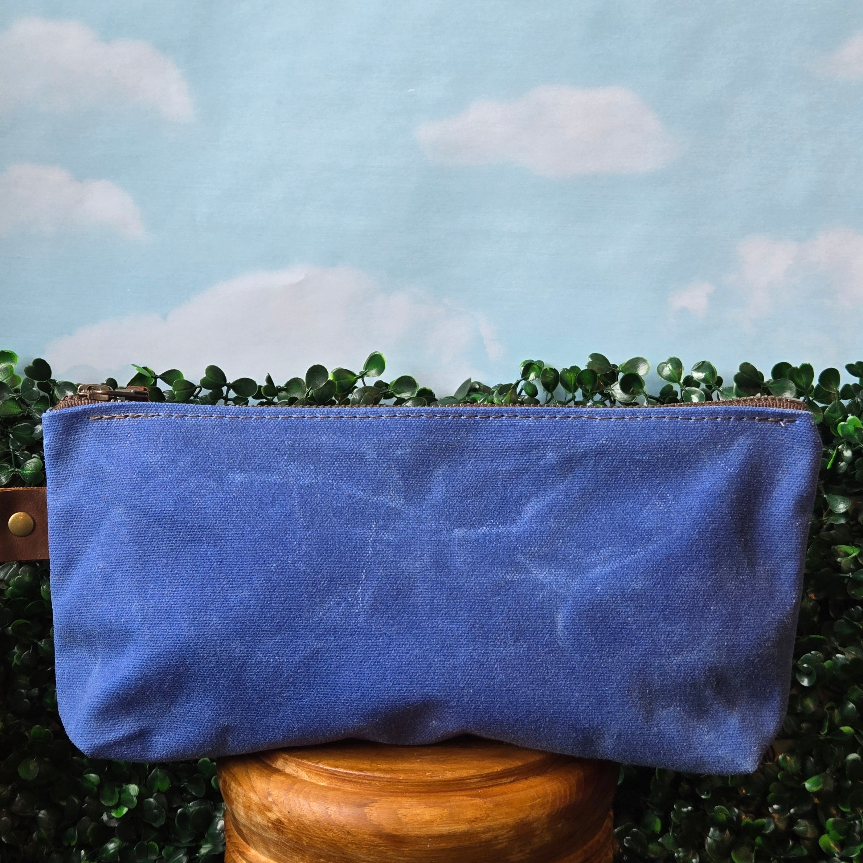 Waxed Canvas Pencil Pouch * Variety of Colors * Blue * Pink * Brown