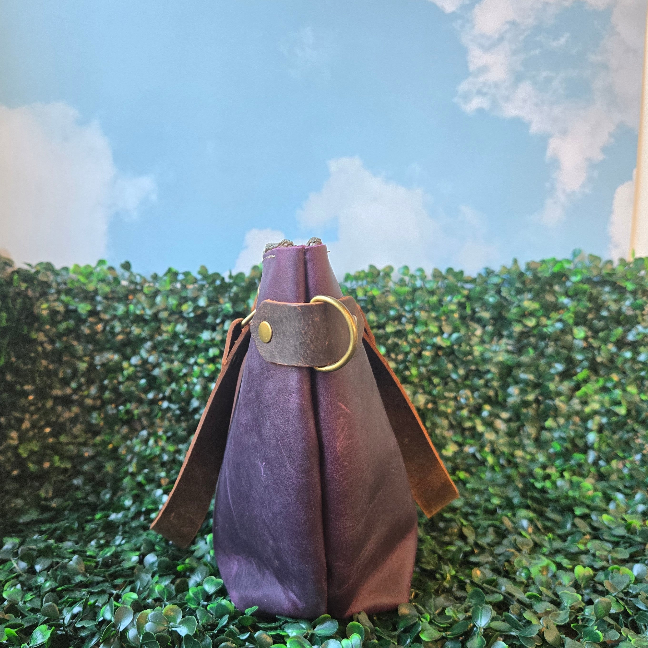 Purple Leather Curved Bowler