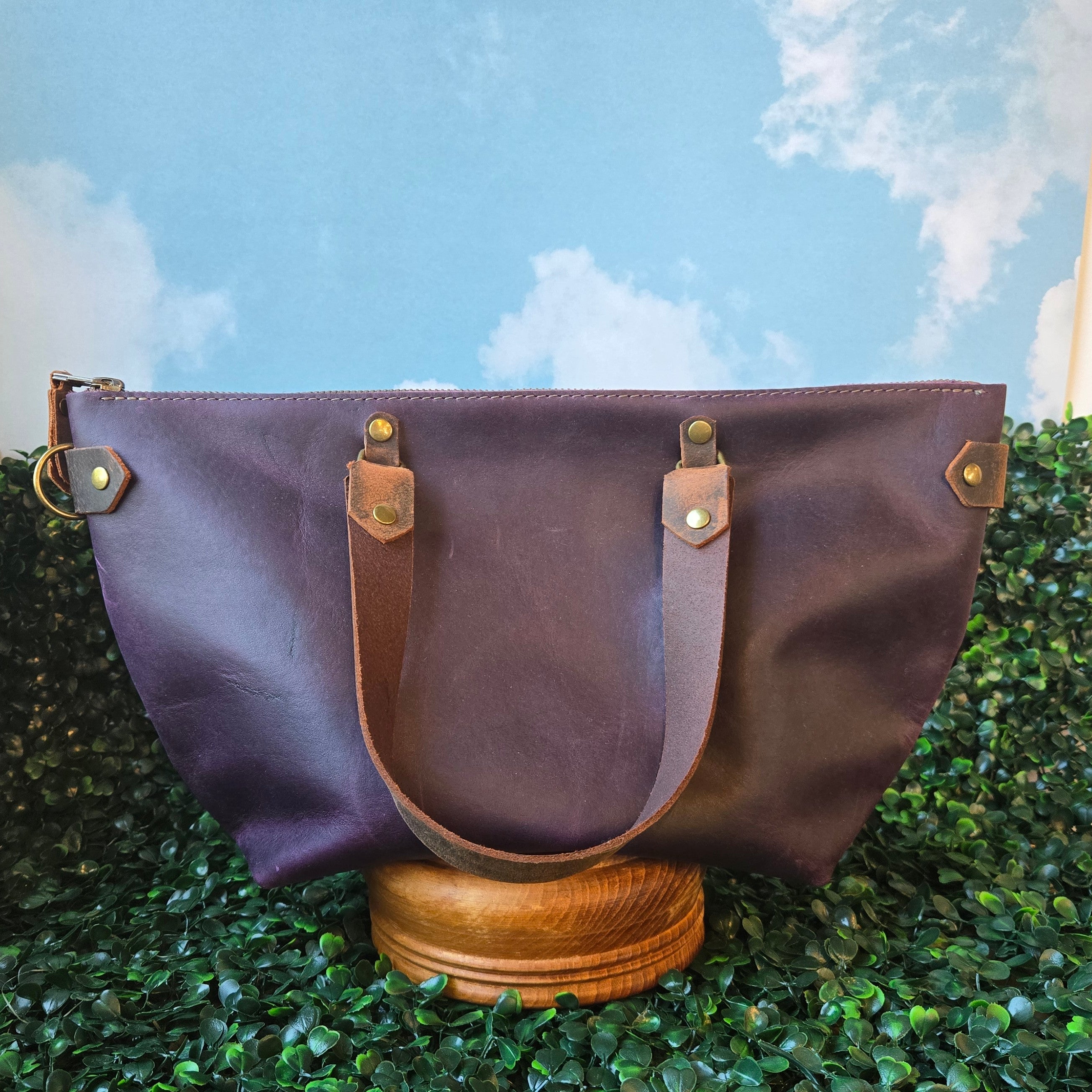Purple Leather Curved Bowler