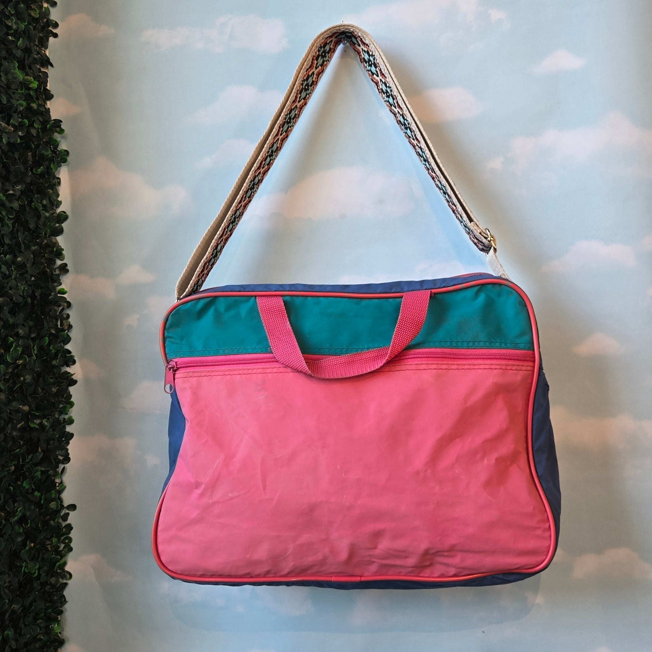 Neon 80s Carryall Bag * 90s Soft Side Duffle Bag * Curated Secondhand