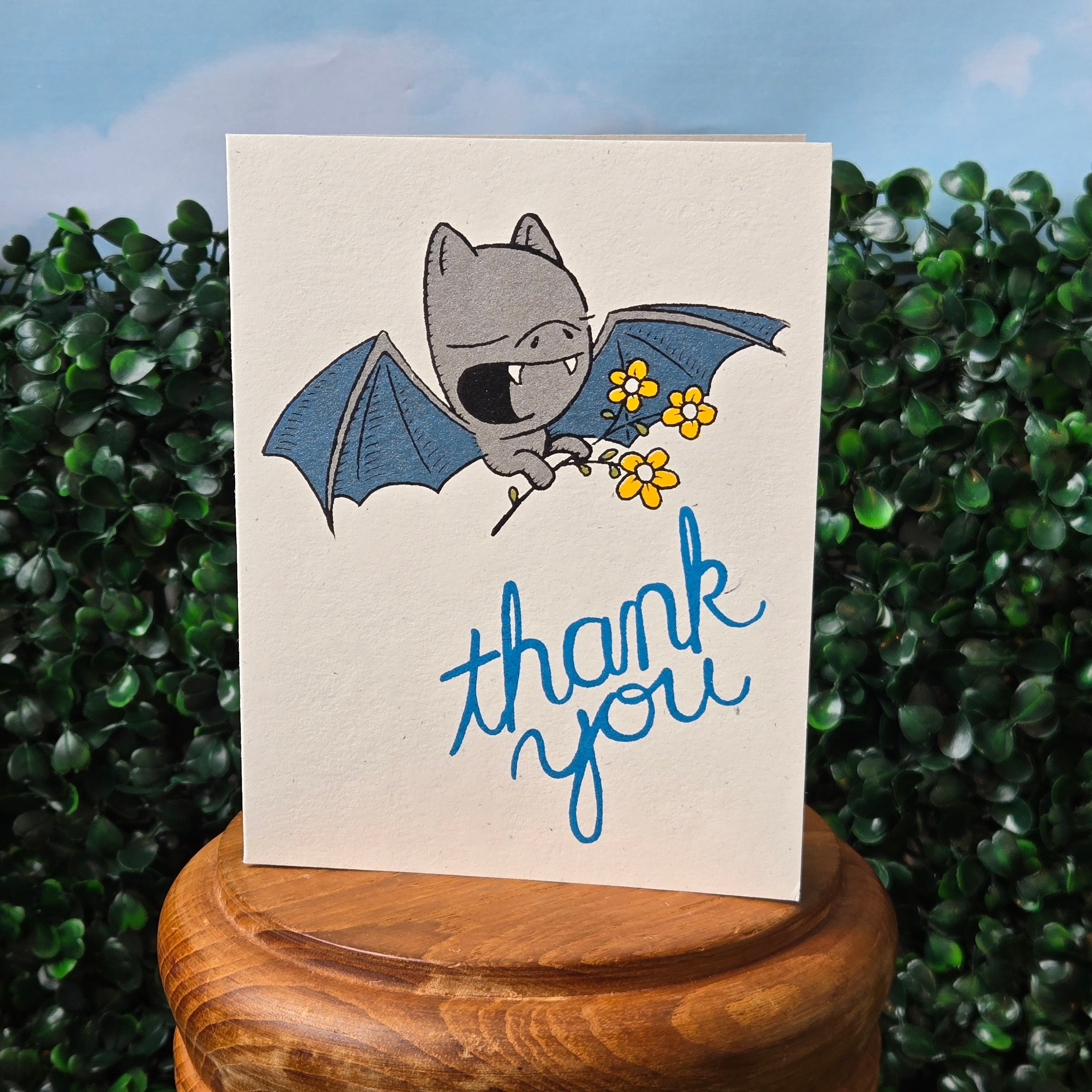 Thank You * Greeting Card * Bat with Flowers