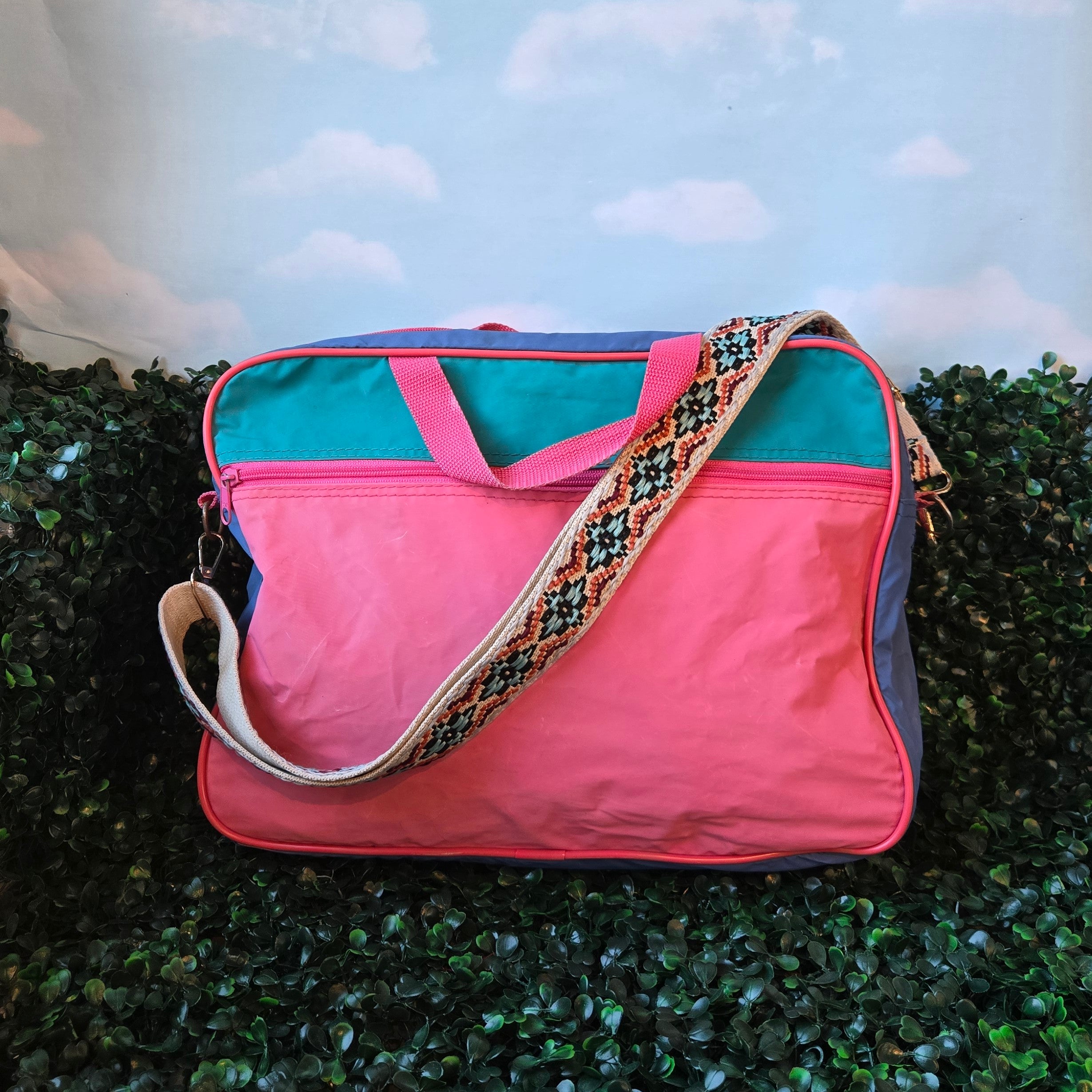 Neon 80s Carryall Bag * 90s Soft Side Duffle Bag * Curated Secondhand